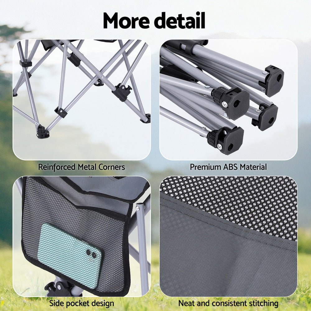 Camping Chair | Adjustable Recline | Portable Folding Outdoor Chair | Grey