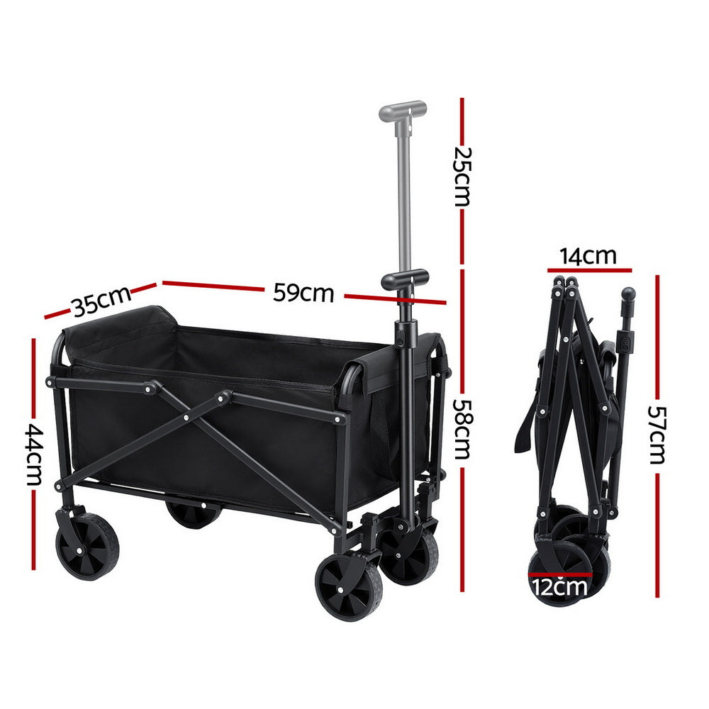 Folding Garden Cart | Camping Wagon Trolley | Outdoor Beach | Black