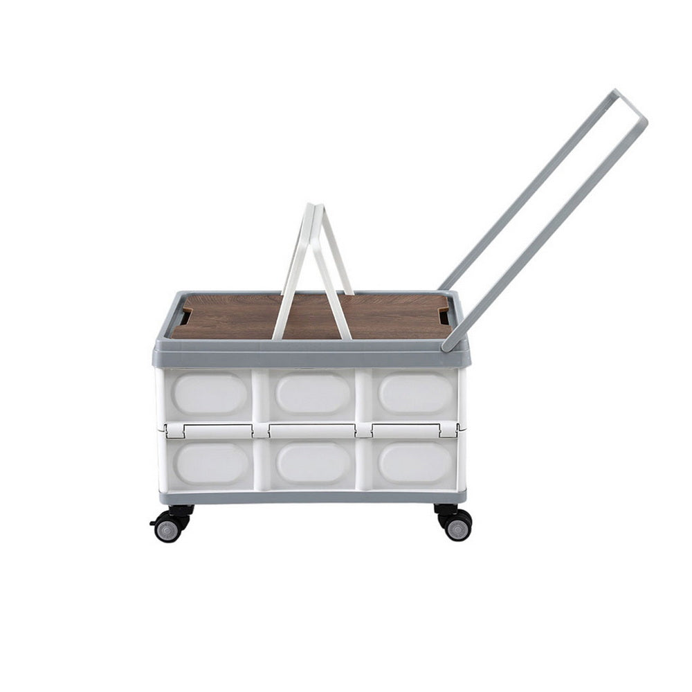 Collapsible Storage Box | 54L | Stackable | Wheels | Plywood Lid | Beige