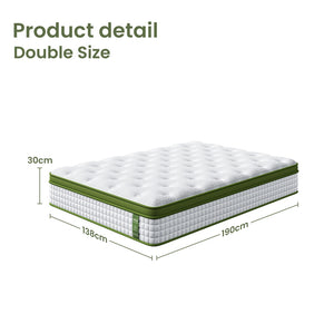 30cm Hybrid Mattress | Double | Cooling Gel Memory Foam | 5-Zone Pocket Spring