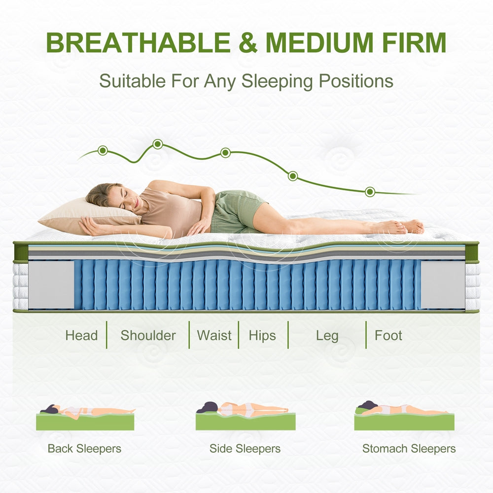 30cm Hybrid Mattress | Queen | Cooling Gel Memory Foam | 5-Zone Pocket Spring