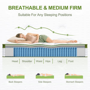 30cm Hybrid Mattress | Queen | Cooling Gel Memory Foam | 5-Zone Pocket Spring