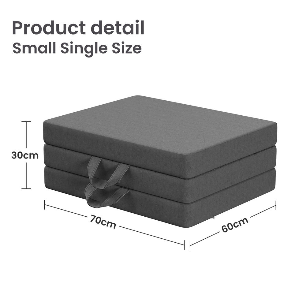 10cm | 3-Fold Folding Foam Mattress | Small Single 180x70cm | Washable Cover