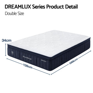 RoomSense Double Mattress, 34cm Thick Medium Firm Hybrid Mattress for Back Pain Relief, Tencel Cooling Pocket Spring Mattress Double Size in a Box