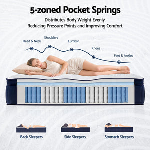 RoomSense King Single Mattress, 34cm Thick Medium Firm Hybrid Mattress for Back Pain Relief, Tencel Cooling Pocket Spring Mattress King Single Size in a Box