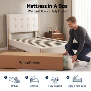 RoomSense Queen Mattress, 34cm Thick Medium Firm Hybrid Mattress for Back Pain Relief, Tencel Cooling Pocket Spring Mattress Queen Size in a Box