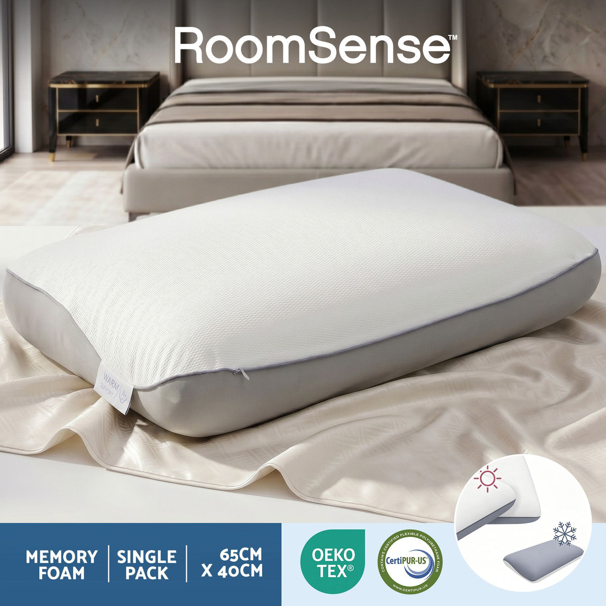 Cooling Memory Foam Pillow | Dual-Sided Queen Size Pillow