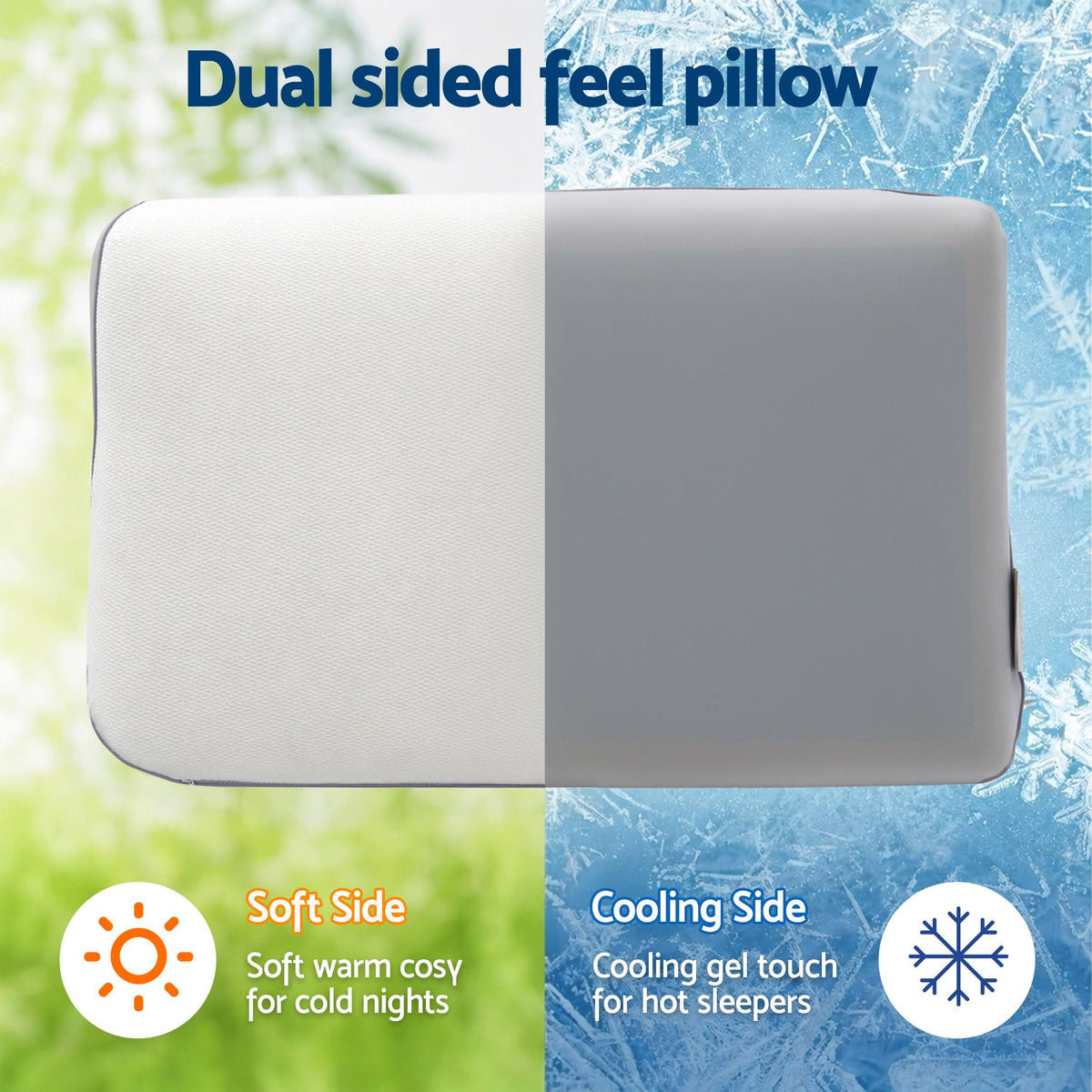 Cooling Memory Foam Pillow | Dual-Sided Queen Size Pillow