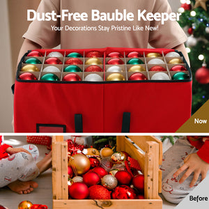 Christmas Bauble Storage Box | 128 Slot Ornament Container | Xmas Decoration Organiser