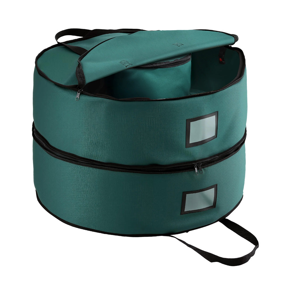 Christmas Wreath Storage Bag | 2-Tier Ornament Holder | Fits 60cm Wreath | Xmas Organiser