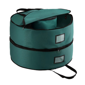 Christmas Wreath Storage Bag | 2-Tier Ornament Holder | Fits 60cm Wreath | Xmas Organiser