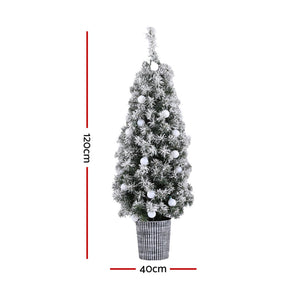 Christmas Tree | 1.2M | Potted Snowy Xmas Tree | Indoor Outdoor Decor
