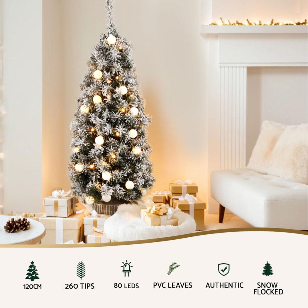 Christmas Tree | 1.2M | Potted Snowy Xmas Tree | Indoor Outdoor Decor