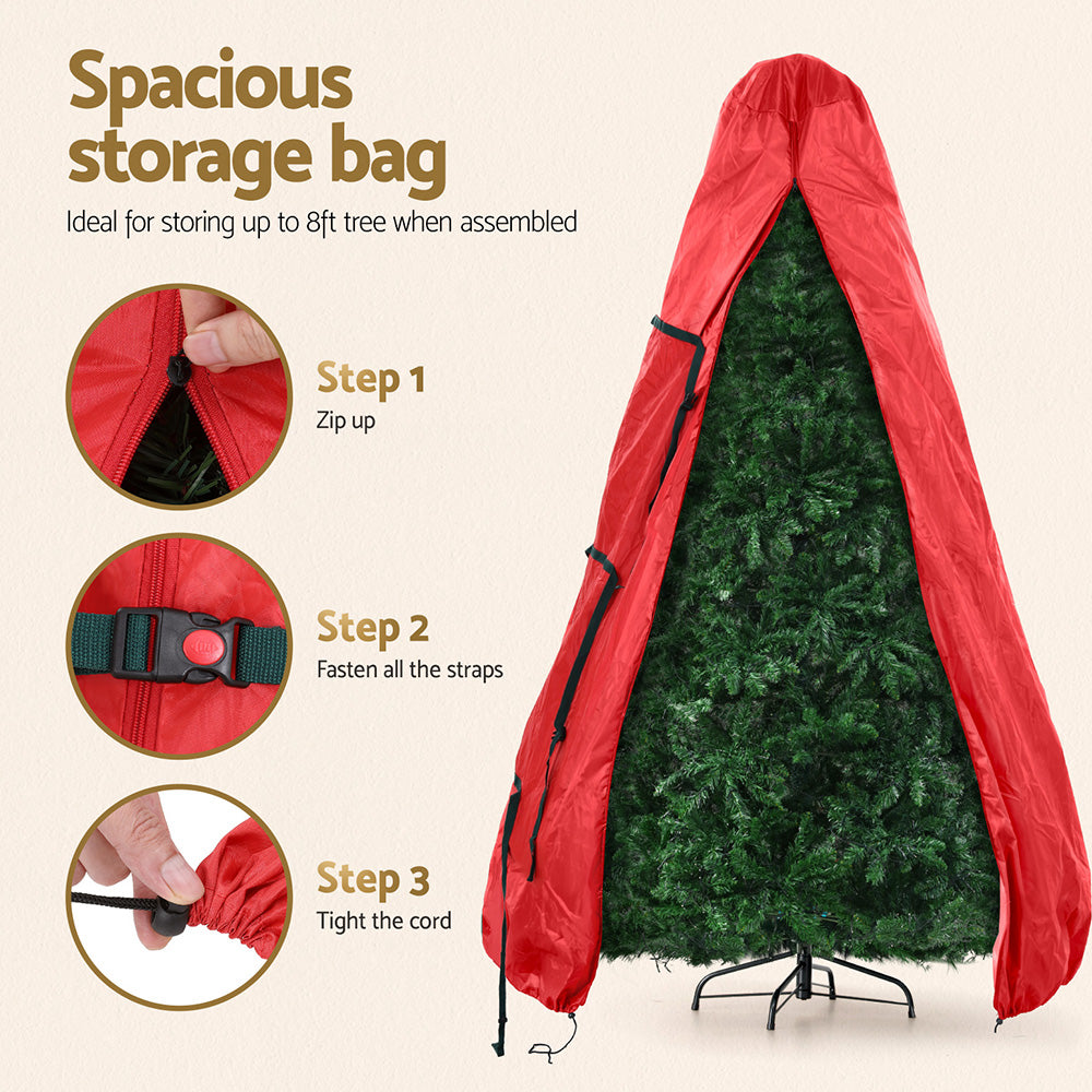 Christmas Tree Storage Bag | Fits Trees up to 8ft | Zip Closure | Red Xmas Bag