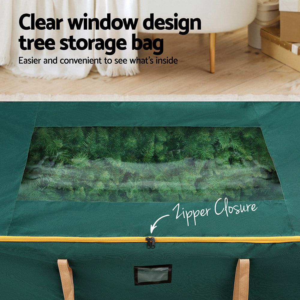 Christmas Tree Storage Bag | Fits Trees up to 10ft | Visible Handle & Wheels | Green