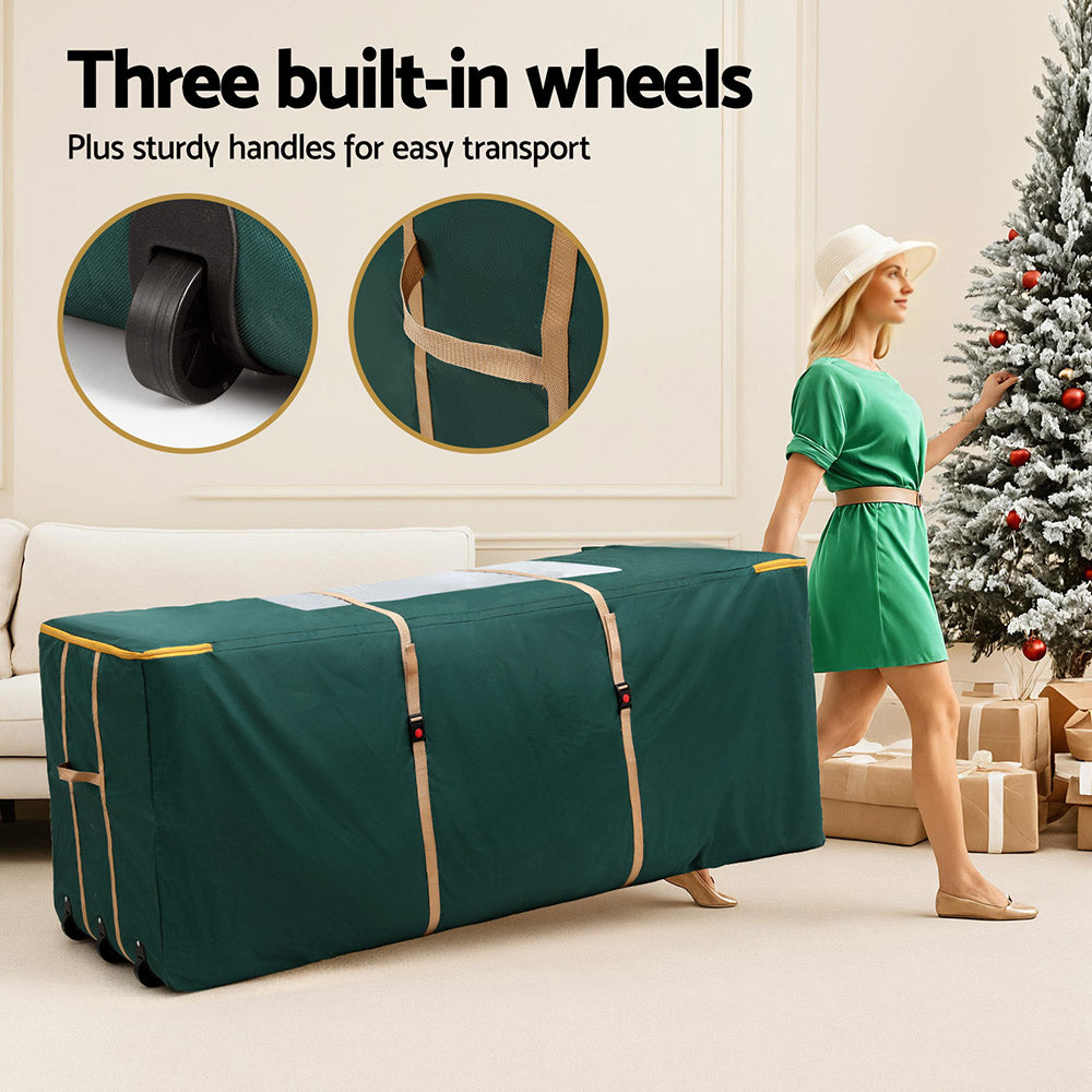 Christmas Tree Storage Bag | Fits Trees up to 10ft | Visible Handle & Wheels | Green