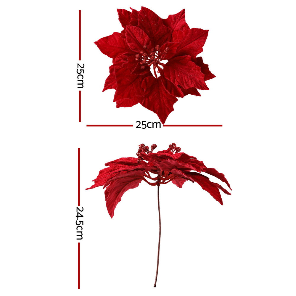 Christmas Tree Flower Set 14pcs | Red Magnolia Ornaments | Garland & Wreath Decor