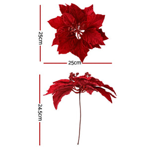 Christmas Tree Flower Set 14pcs | Red Magnolia Ornaments | Garland & Wreath Decor