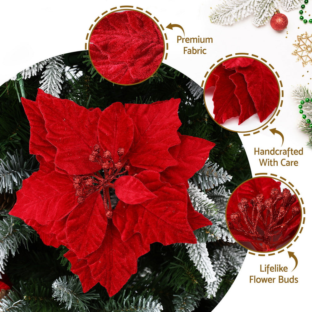Christmas Tree Flower Set 14pcs | Red Magnolia Ornaments | Garland & Wreath Decor