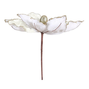 Christmas Tree Flower Set 14pcs | White Magnolia Ornaments | Garland & Wreath Decor