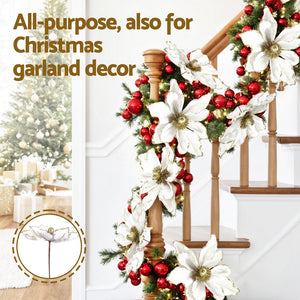 Christmas Tree Flower Set 14pcs | White Magnolia Ornaments | Garland & Wreath Decor
