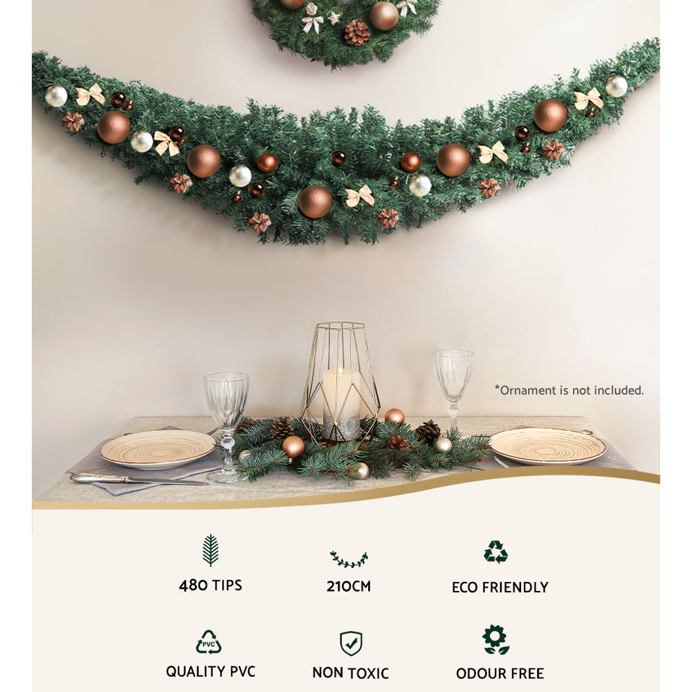 Christmas Garland | 2.1M | Xmas Decorations | Green Wedding Party