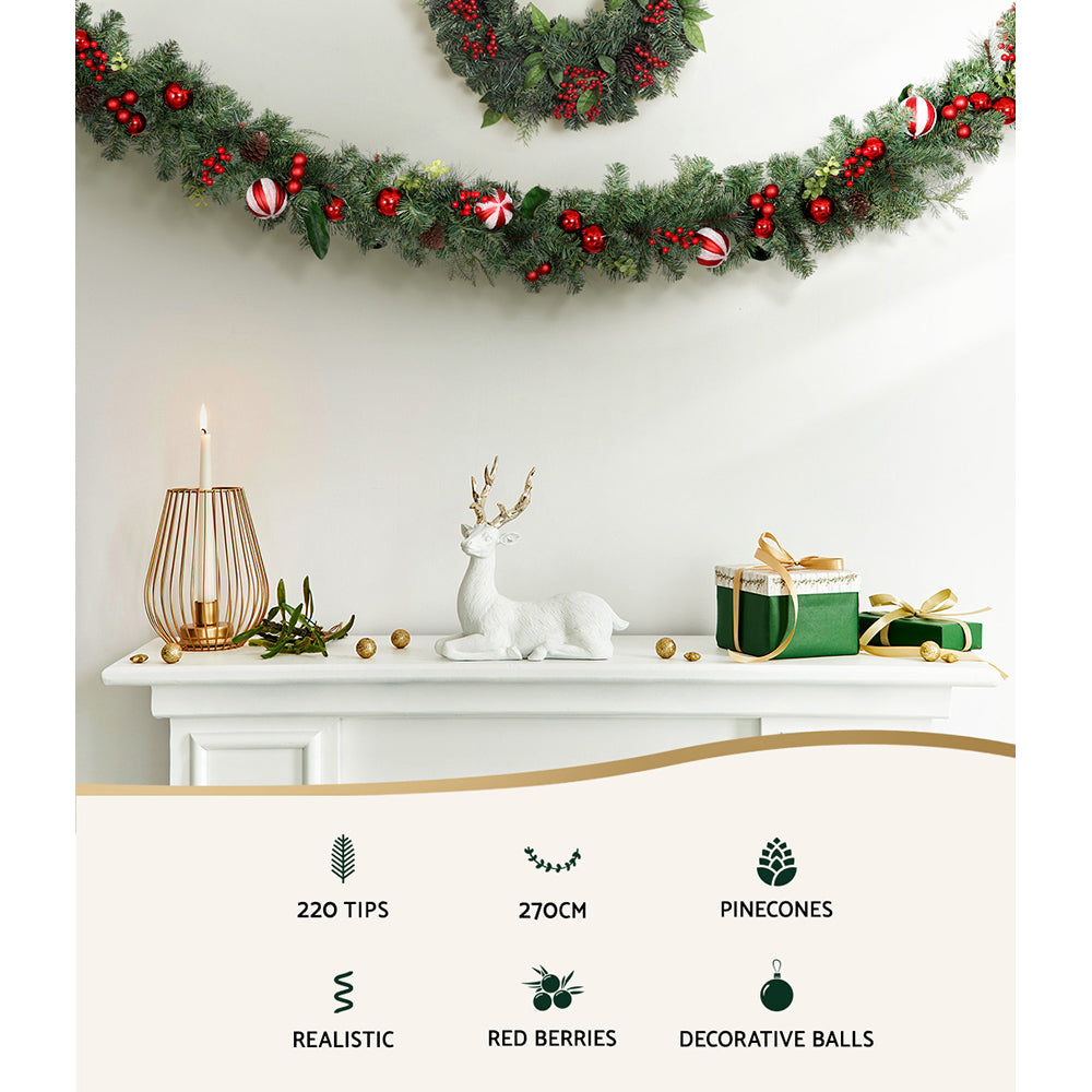 Christmas Garland | 2.7M | with Decorations | Xmas Wedding Party
