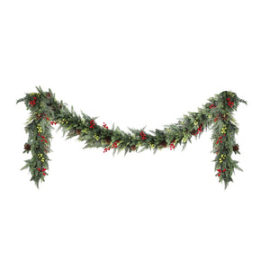 3m Pre-Lit Christmas Garland | LED Lights | Pine Cones | Green Xmas Decoration