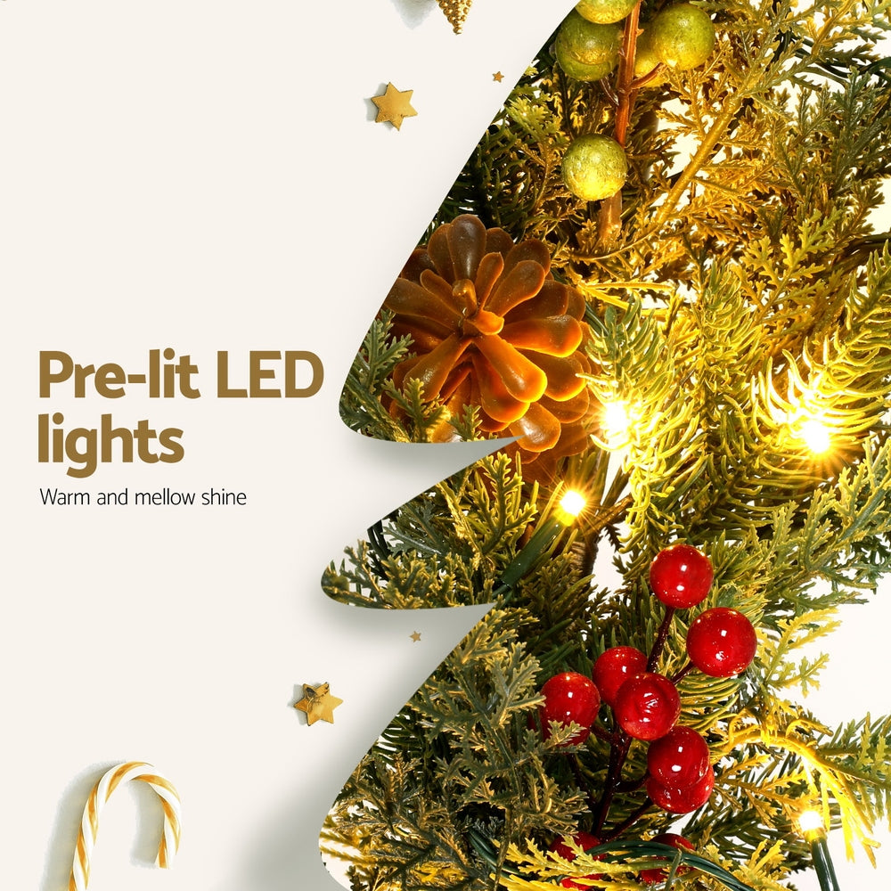 3m Pre-Lit Christmas Garland | LED Lights | Pine Cones | Green Xmas Decoration