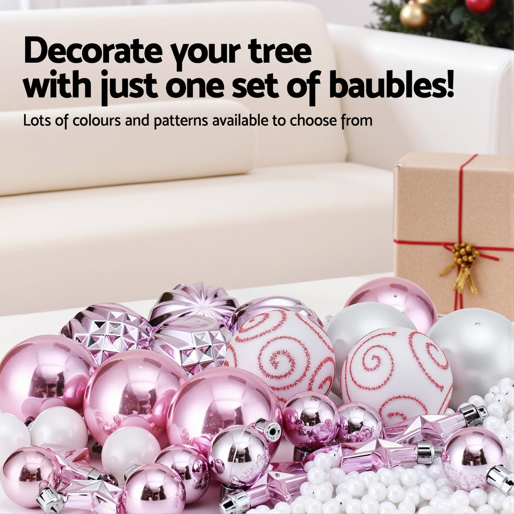 Christmas Tree Decoration Set | 33pcs Baubles & Ornaments | Pink Party & Holiday Decor