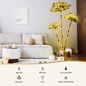 Christmas Palm Tree 3-in-1 | LED Light-Up Xmas Decoration | 1.2m, 1.5m & 1.8m Heights