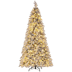 Flocked Pencil Christmas Tree 2.1m | LED Lights | 860 Tips | White Slim Design