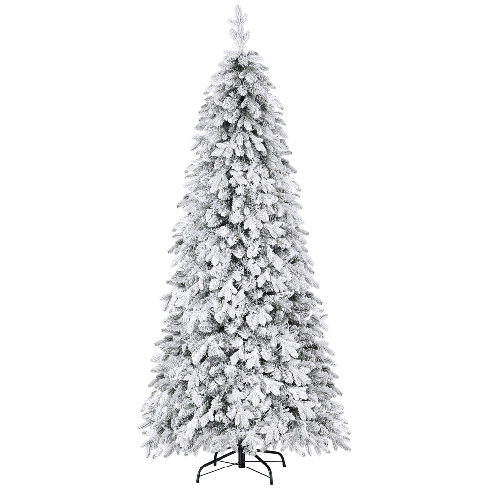 Flocked Pencil Christmas Tree 2.1m | LED Lights | 860 Tips | White Slim Design