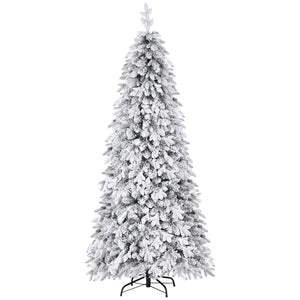 Flocked Pencil Christmas Tree 2.1m | LED Lights | 860 Tips | White Slim Design