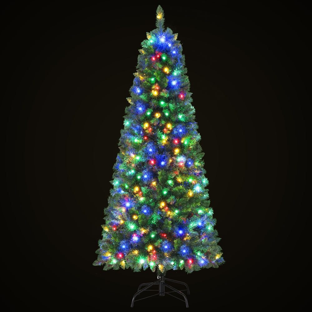 Pre-Lit Christmas Tree 1.8m | 8 Light Modes | Multi-Colour LED | 200 Lights