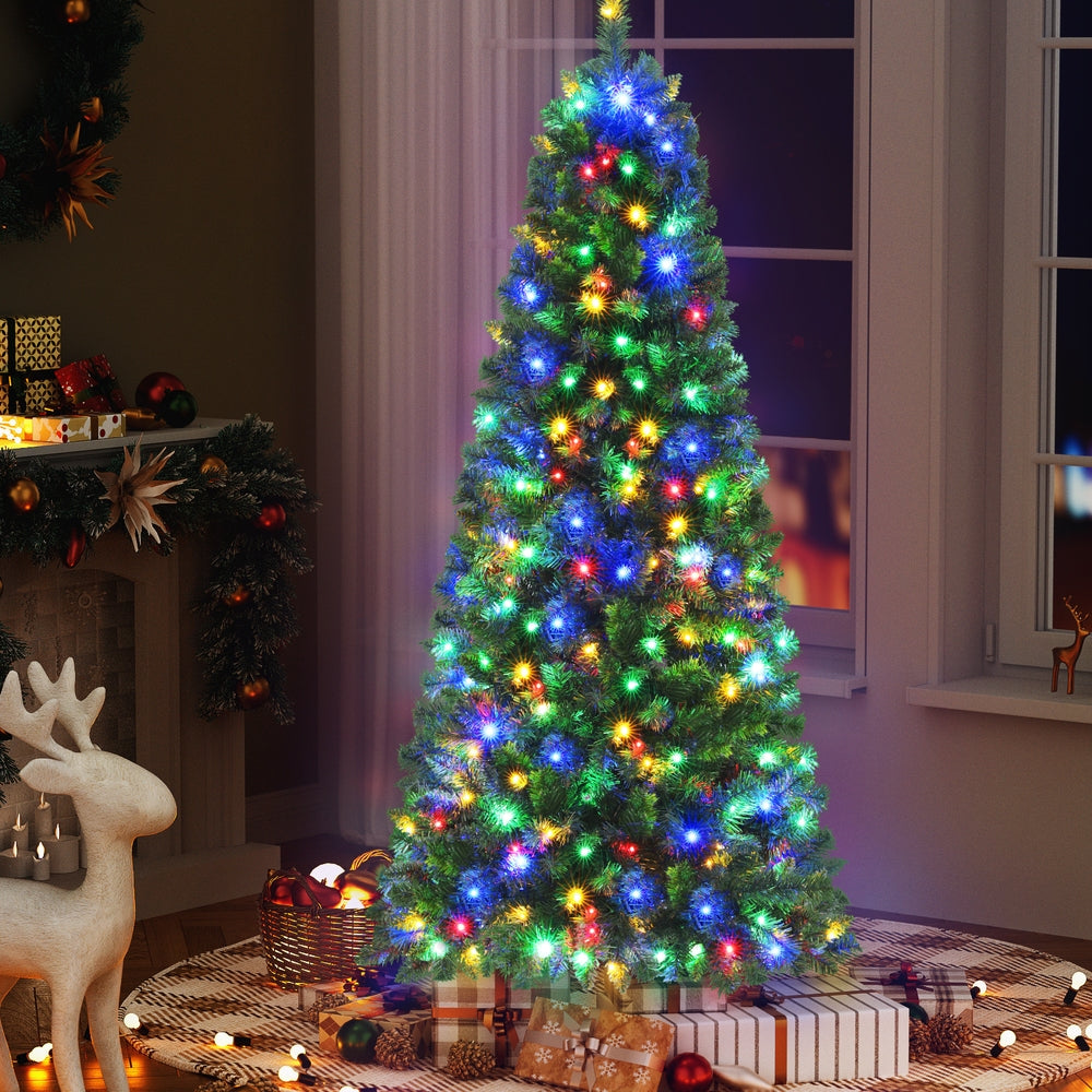 Pre-Lit Christmas Tree 1.8m | 8 Light Modes | Multi-Colour LED | 200 Lights
