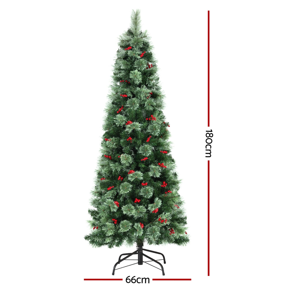 Christmas Tree 1.8m | LED Party Tree | Red Berry Decoration | Holiday Display
