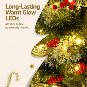 Christmas Tree 1.8m | LED Party Tree | Red Berry Decoration | Holiday Display