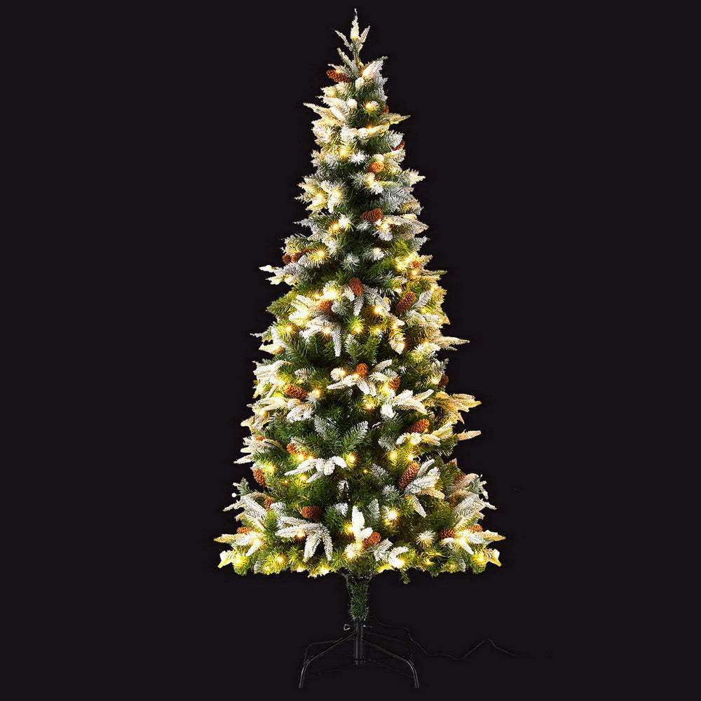 Christmas Tree 190cm | Pine Cone Design | LED Flocking Xmas Tree | 680 Tips