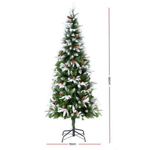 Christmas Tree 190cm | Pine Cone Design | LED Flocking Xmas Tree | 680 Tips