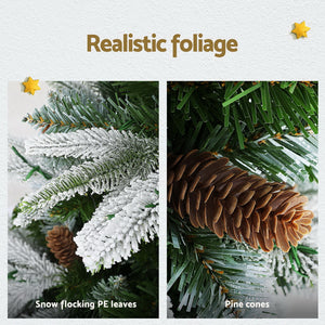 Christmas Tree 190cm | Pine Cone Design | LED Flocking Xmas Tree | 680 Tips