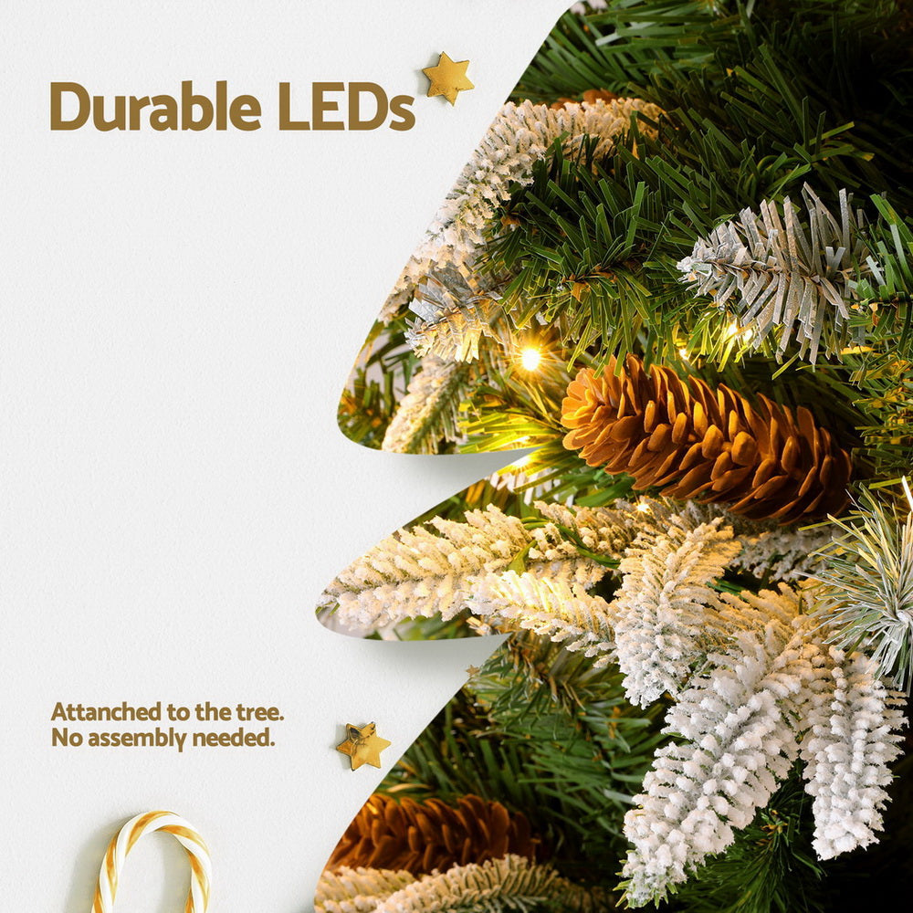 Christmas Tree 190cm | Pine Cone Design | LED Flocking Xmas Tree | 680 Tips