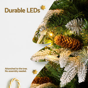 Christmas Tree 190cm | Pine Cone Design | LED Flocking Xmas Tree | 680 Tips