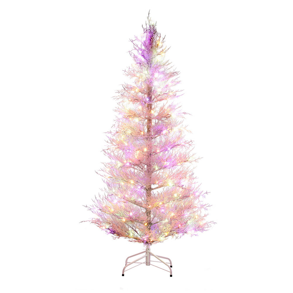 Snowy LED Christmas Tree 1.8m | 8 Modes | Multi-Colour Lights | Winter Theme