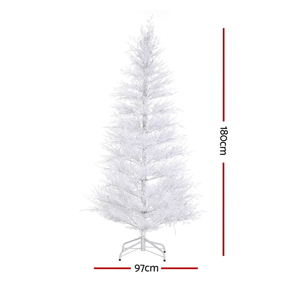 Snowy LED Christmas Tree 1.8m | 8 Modes | Multi-Colour Lights | Winter Theme