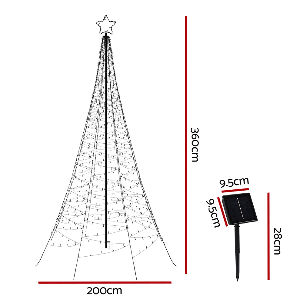 Christmas Tree | 3.6M | 800 LED | Solar Net Lights |  | Outdoor Xmas Lighting