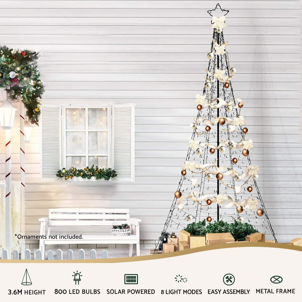 Christmas Tree | 3.6M | 800 LED | Solar Net Lights |  | Outdoor Xmas Lighting