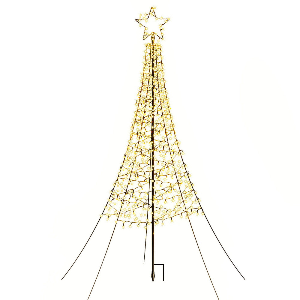 Solar Christmas Tree 2.1m | 320 LED Net Lights | Outdoor Xmas Decoration