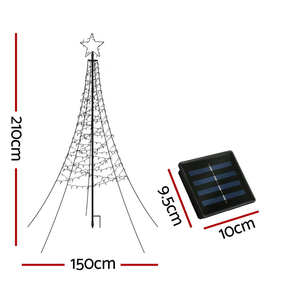 Solar Christmas Tree 2.1m | 320 LED Net Lights | Outdoor Xmas Decoration