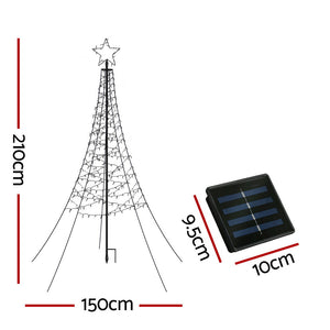 Solar Christmas Tree 2.1m | 320 LED Net Lights | Outdoor Xmas Decoration